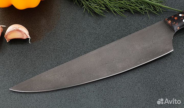 Нож Шеф №8 сталь Х12мф, рукоять коричневый акрил