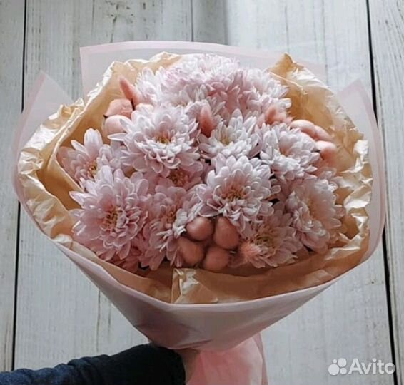 Хризантема Кустовая и хлопок Букет Доставка