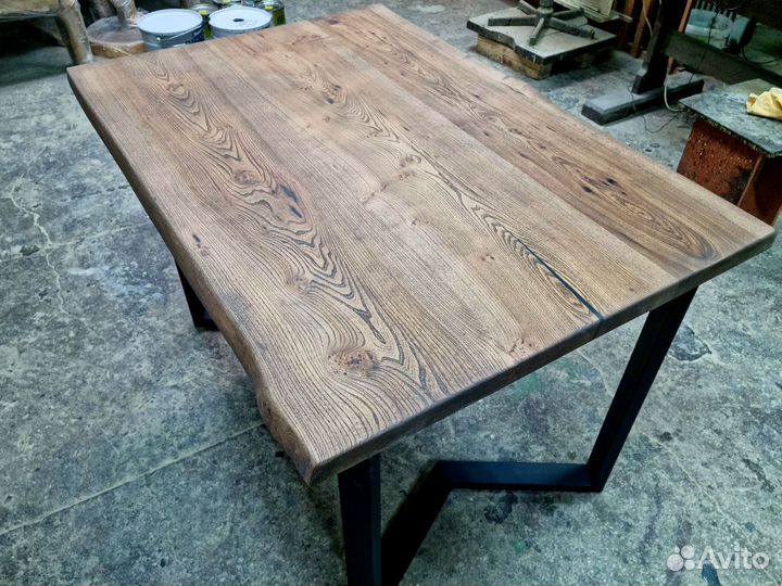 Стол обеденный из слэба карагача Лофт в наличии