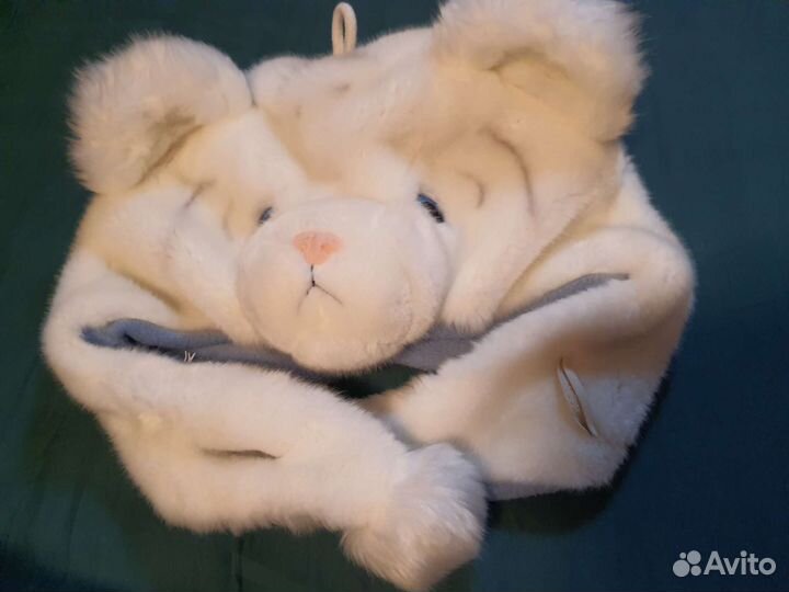 Шапка варежки комплект белый тигр