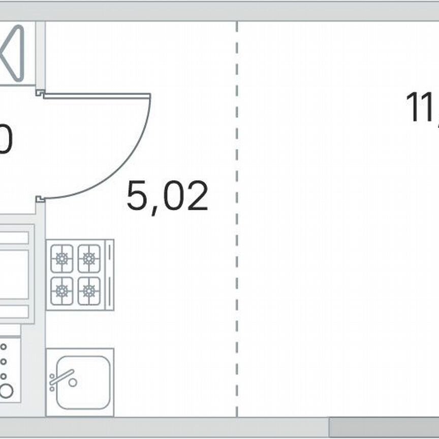 Квартира-студия, 24,3 м², 3/4 эт.