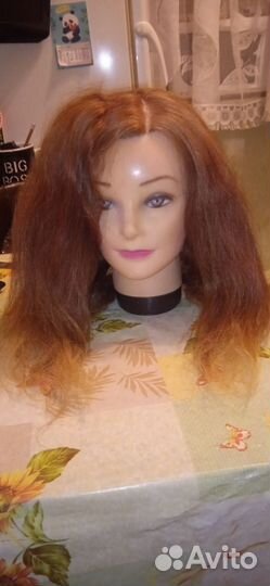 Манекен голова для причесок натуральные волосы