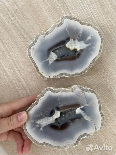 Септарии агат, кальцит половинки и срезы