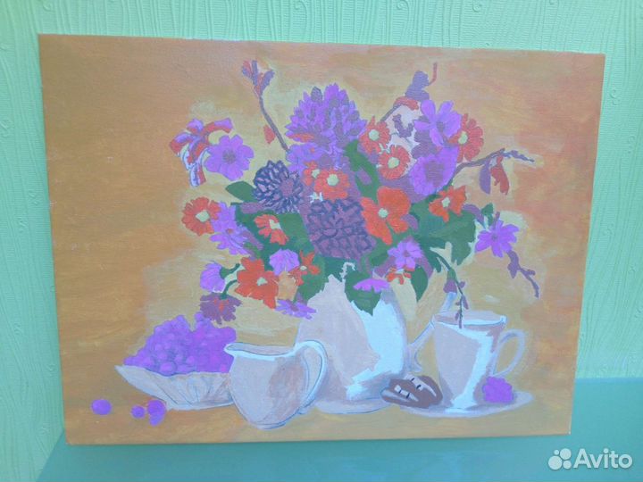 Картина красками на холсте