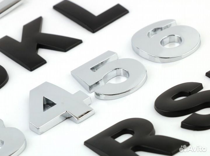 Металлическая наклейка на авто набор цифр шильдик