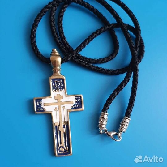 Большой крест латунь, эмаль копия креста 19 в