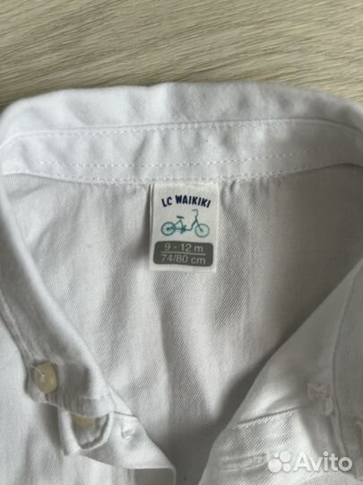 Рубашка белая для мальчика 9-12 месяцев