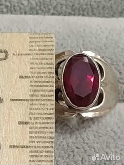 Серебряное кольцо перстень СССР 875 звезда корунд