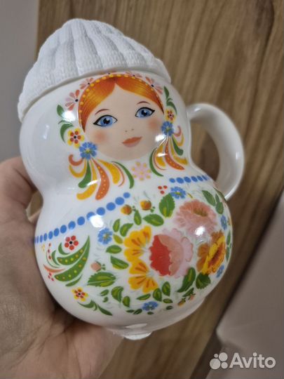 Кружка матрёшка керамическая с силиконовой крышкой