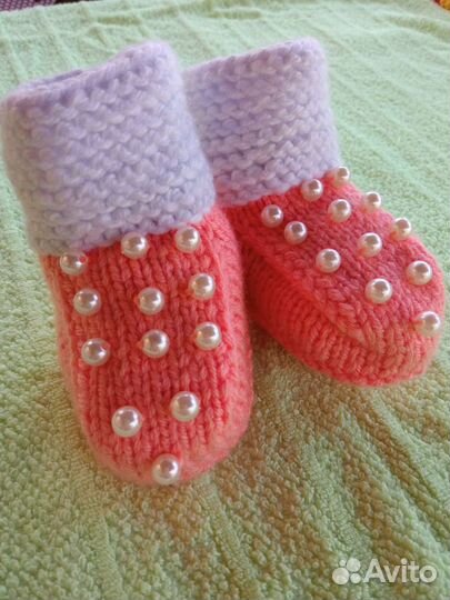 Пинетки вязаные для новорожденных
