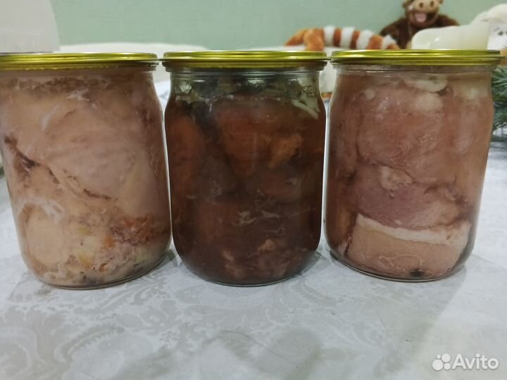 Тушенка куриная, говяжья, свинная