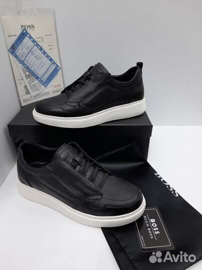 Кеды Hugo Boss мужские черные кожаные