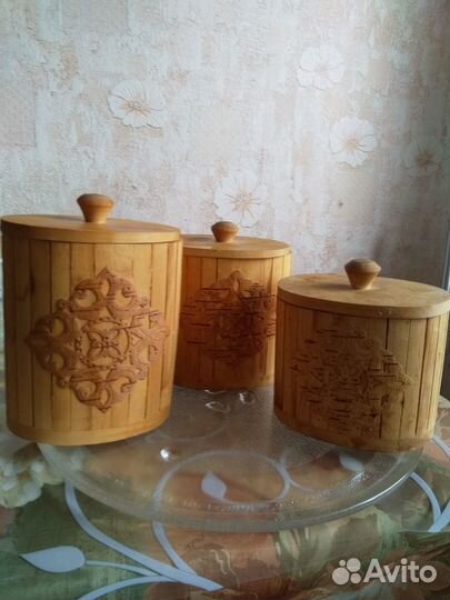 Набор деревянных контейнеров (3шт.)