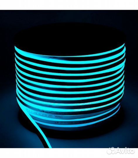 Гибкий неон 220В, 8 на 16, IP67. Неон.голубой