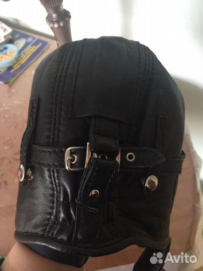 Кожангый шлем-шапка зимний