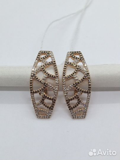 Серьги с природным камнем Золото