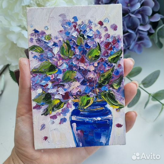 Сирень картина маслом натюрморт цветы