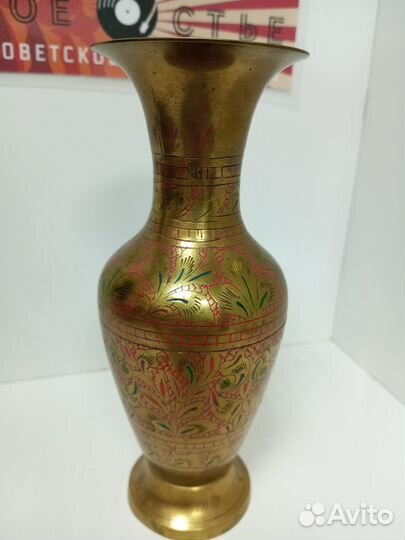 Ваза с цветочным узором Латунь Индия