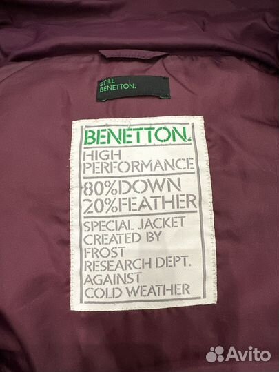 Пуховик женский benetton 42 - 44 пух перо короткий