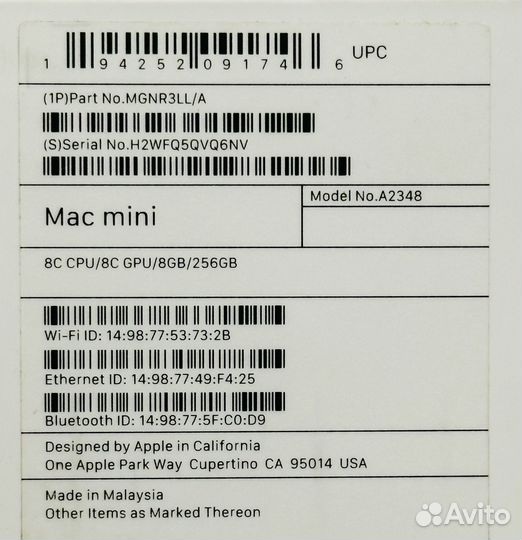 Apple Mac mini m1 8 256gb