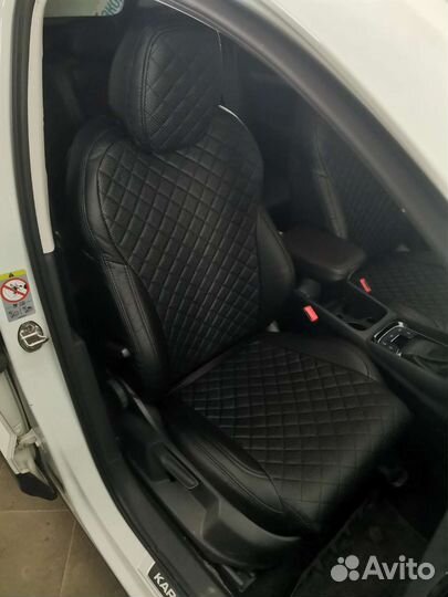 Авточехлы из экокожи ромб на Skoda Karoq