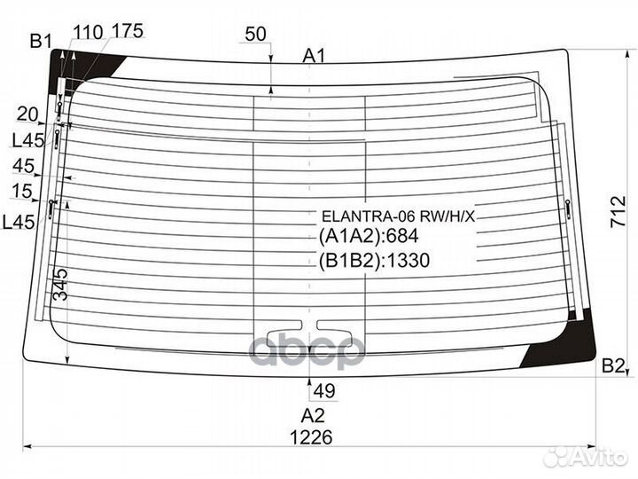 Стекло заднее с обогревом hyundai avante/elantr