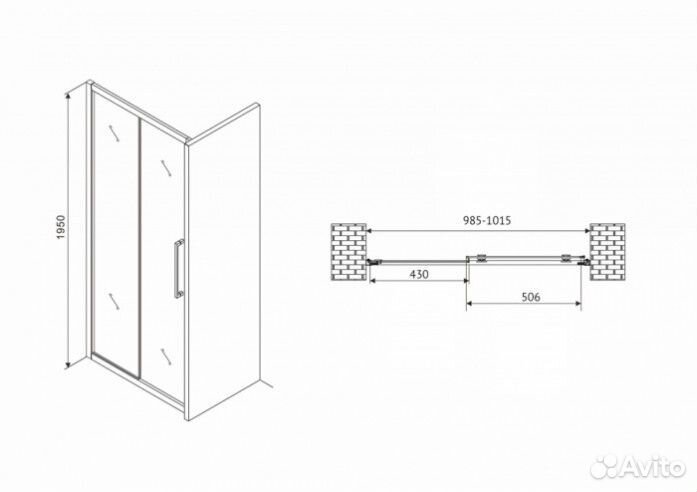 Душевая дверь Abber Schwarzer Diamant AG30100H 100 см