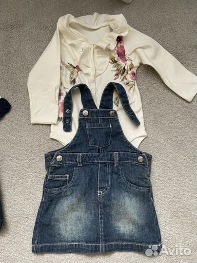 Джинсовый сарафан, юбка, боди, кофта sela 12-18 м