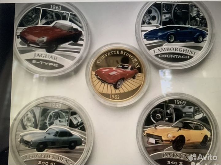 Тувалу сэт из 5 монет цветная эмаль золото