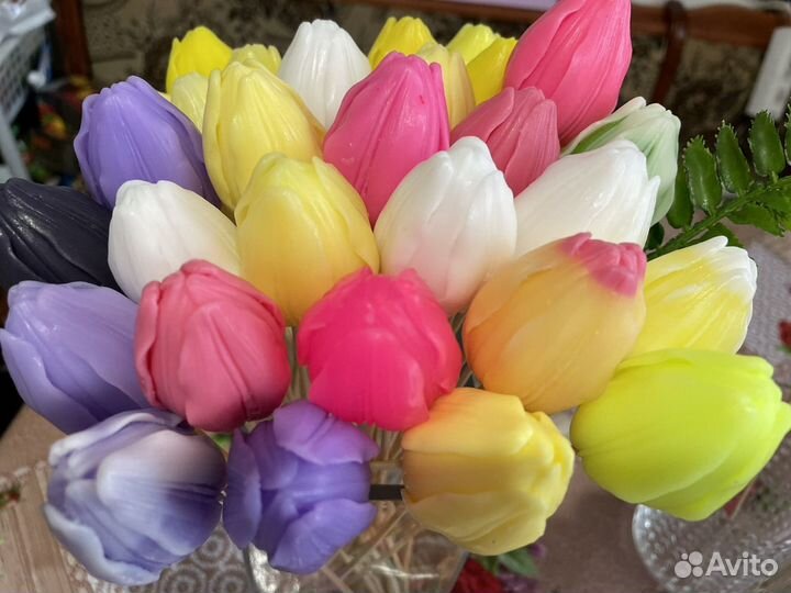 Тюльпаны из мыла в букетах