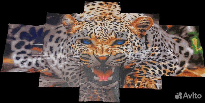 Леопард.Картина по номерам, модульная, готовая