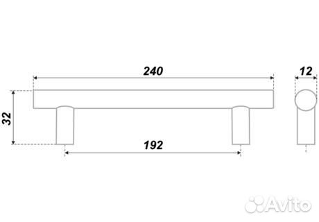 Ручка-рейлинг 192мм, хром, R0240/192 RR002 CP5/192