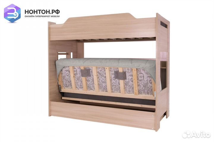 Двухъярусная кровать с диван-кроватью жаккард свет