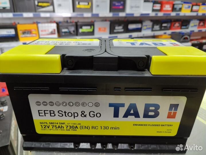 Акб 75Ач TAB EFB (315х175х175) Volvo, Ford, Opel