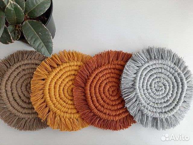 Макраме подсвечник, подстаканник d 10см