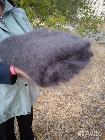 Серый плед из козьего пуха 