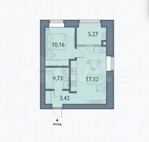 1-к. квартира, 40,9 м², 5/8 эт.