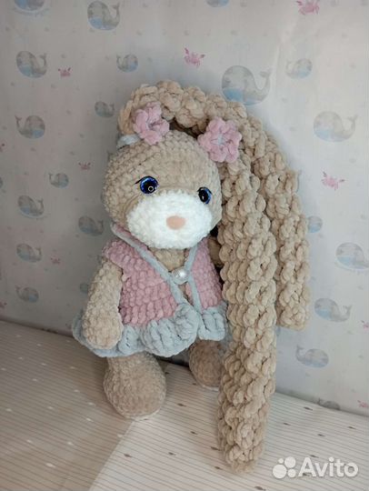 Вязаный заяц плюшевая игрушка ручная работа