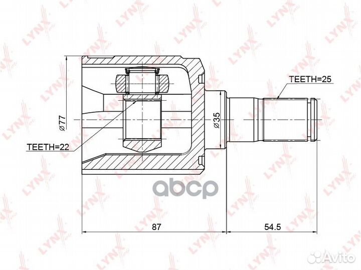 ШРУС внутренний Hyundai Accent 1.3-1.6 00-05