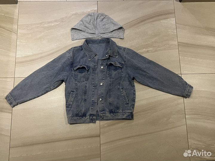 Детская джинсовка с капюшоном 146-152