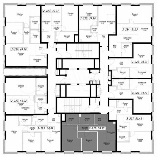 2-к. квартира, 58,2 м², 24/36 эт.