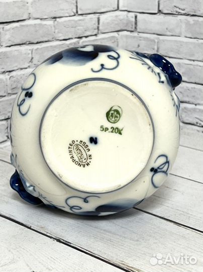 Конфетница Гжель. Винтаж. Ручная роспись