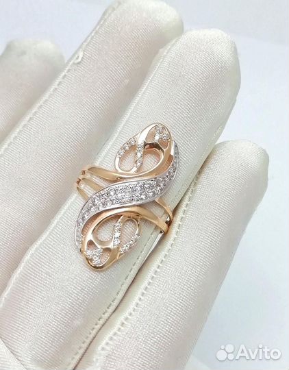 Золотое кольцо из красного золота 585 пробы, крупн