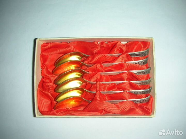 Набор кофейных ложек,6 шт,коробка,серебро 916,СССР