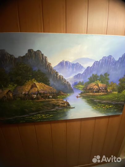 Картина маслом на холсте тайская деревня