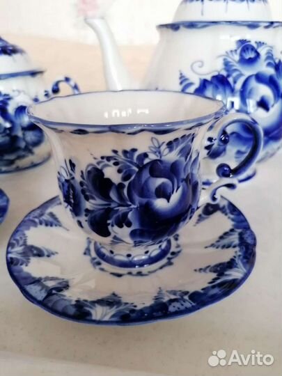 Чайный сервиз гжель тонкостенный новый