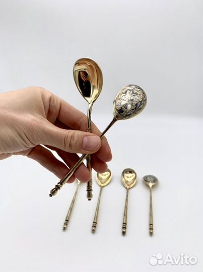 Серебряные чайные ложки 84 пр набор 6 шт в футляре