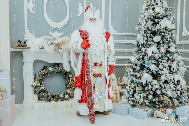 Костюм Деда Мороза королевский красный вип