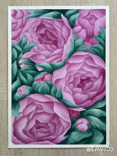 Картина маслом пионы цветы