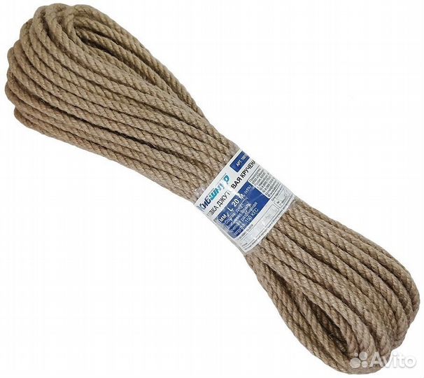 Веревка джут 6 мм цвет золотисто-коричневый, 20 м